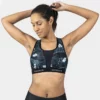 brassiere de sport ecoresponsable equivoque noir et verte gayaskin face