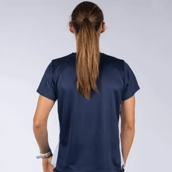 tshirt de sport bleu femme toulon made in france ecoresponsable vue de dos entier triloop