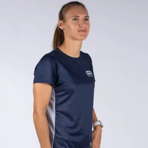 tshirt de sport bleu femme toulon made in france ecoresponsable vue de face entier triloop