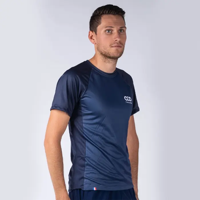 T-shirt de sport bleu Made in France Toulon - Triloop - infatigables
