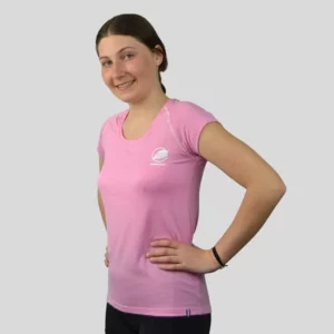 t-shirt de sport rose femme made in france ecoresponsable ecrin natural peak vue de face