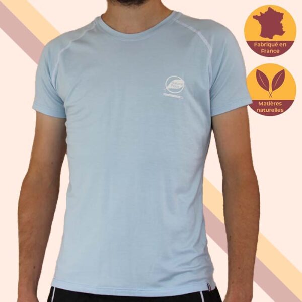 t-shirt sport homme bleu ciel made in france ecoresponsable tencel modal ecrin natural peak face