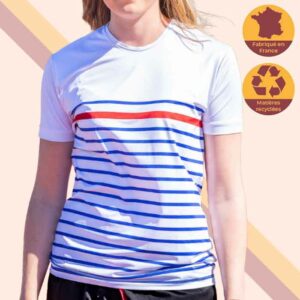 tshirt sport femme technique made in france ecoresponsable mariniere le colibri frenchy face