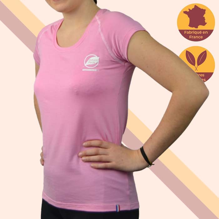 tshirt sport rose femme made in france matiere naturelle tencel modal natural peak face