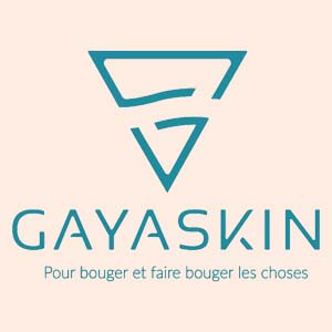 Logo de la marque de sport française Gayaskin sur fond beige