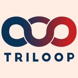 Logo de la marque de sport française Triloop sur fond beige
