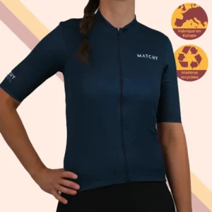 maillot de cyclisme unisexe ecoresponsable femme bleu face matchy cycling