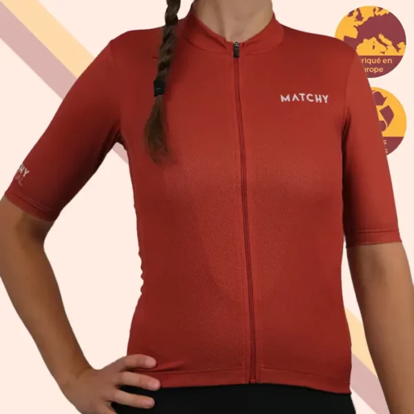 maillot de cyclisme unisexe ecoresponsable femme rouge face matchy cycling