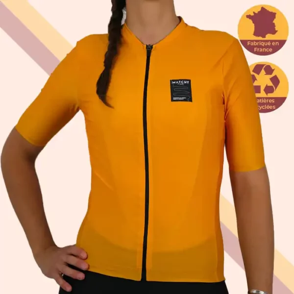 maillot cyclisme femme made in france ecoresponsable Maxine jaune matchy cycling vue face