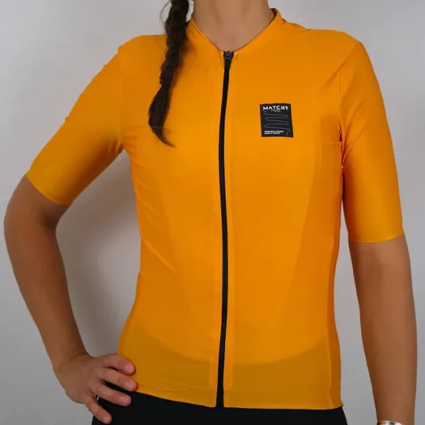 maillot de cyclisme pour femme made in france et ecoresponsable Maxine jaune matchy cycling vue de face