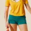 short de sport femme vert ecoresponsable jog et jim vue face