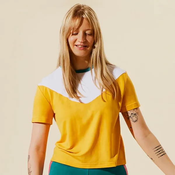 tshirt de sport femme ecoresponsable jaune luna vue de face
